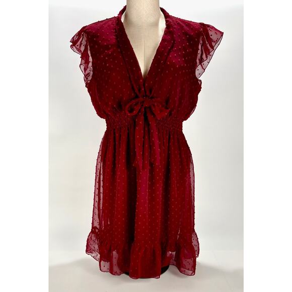 Dark Romance Dress Maroon Women XL Lace Whimsigoth Romantic Dramatic Regency - Picture 1 of 8